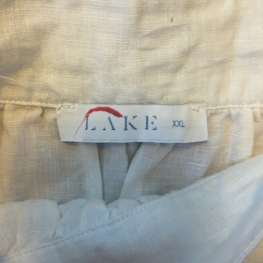 LAKE Pajamas White Linen Coco Cover-Up Dress Knot Tie Shoulders XXL - Picture 2 of 8